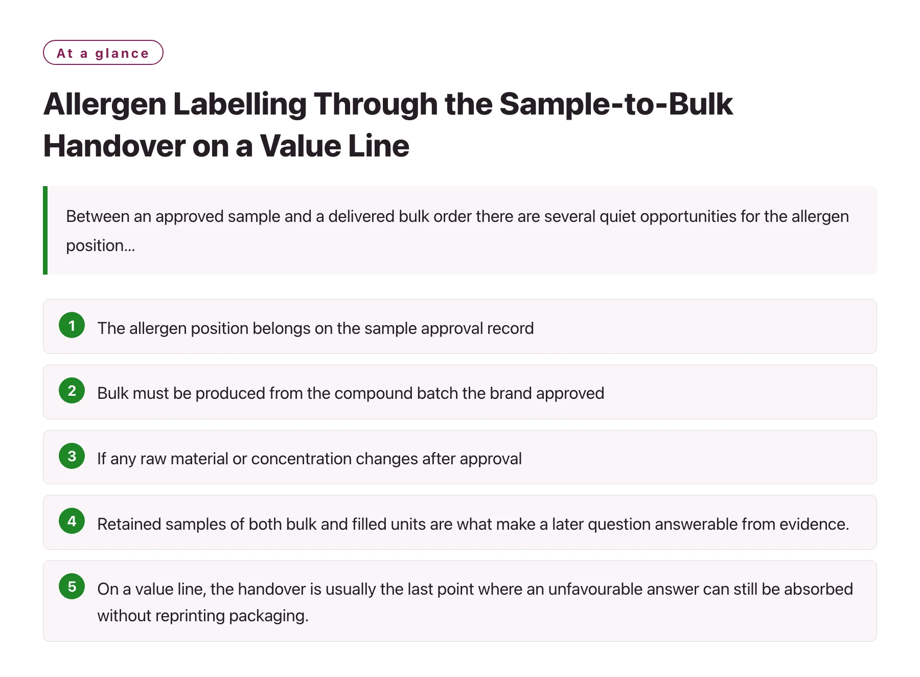 Allergen Labelling Through the Sample-to-Bulk Handover on a Value Line——全文要点速览